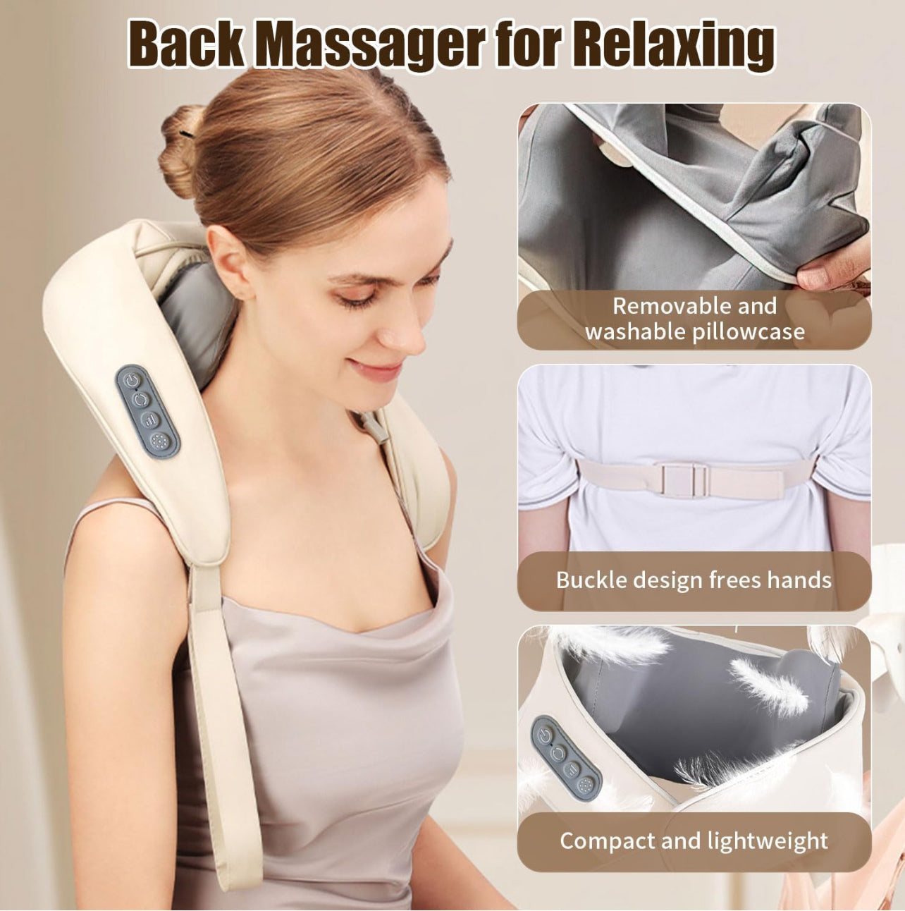 Flexora Neck Relief Pro – Instant Neck Pain Relief – 4D Shiatsu Massager with Heat