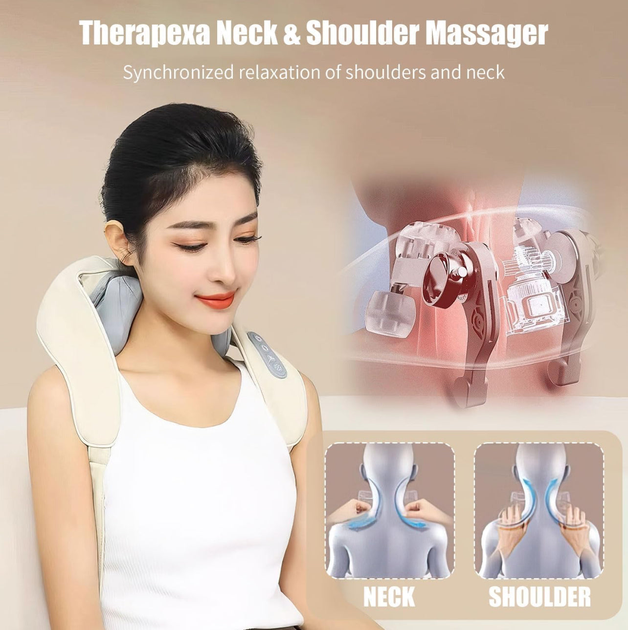 Flexora Neck Relief Pro – Instant Neck Pain Relief – 4D Shiatsu Massager with Heat