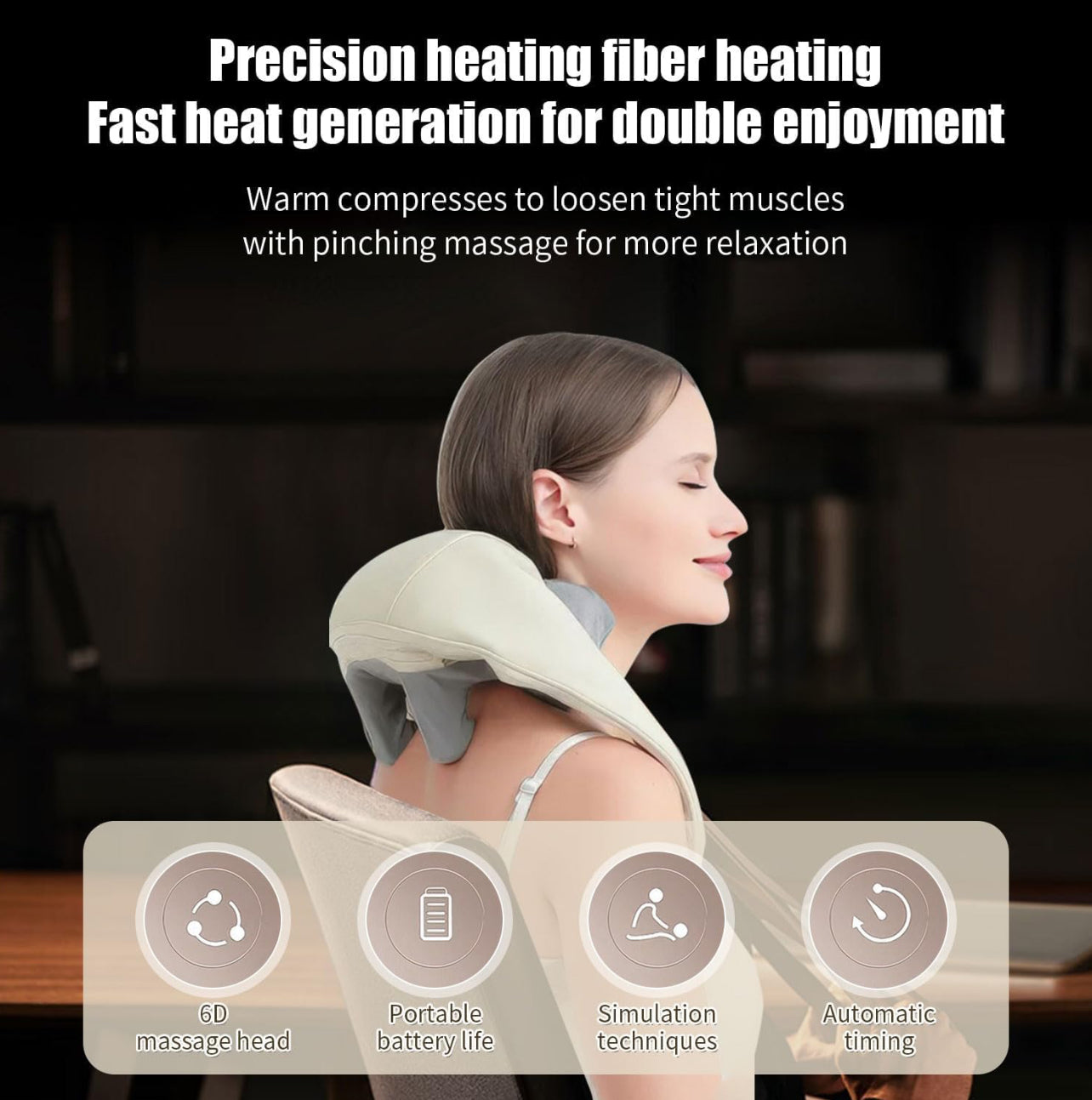 Flexora Neck Relief Pro – Instant Neck Pain Relief – 4D Shiatsu Massager with Heat